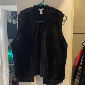 Chico's Black Faux Fur Vest